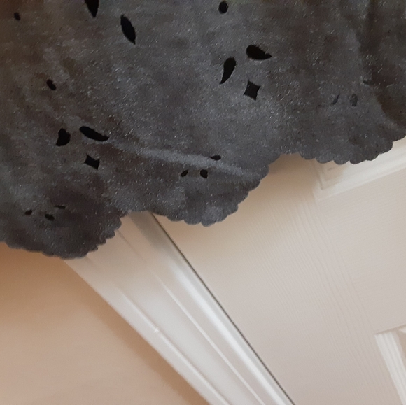 1X Joan Rivers Faux Suede Eyelet Blazer with Scalloped Edge in Grey - Picture 5 of 11